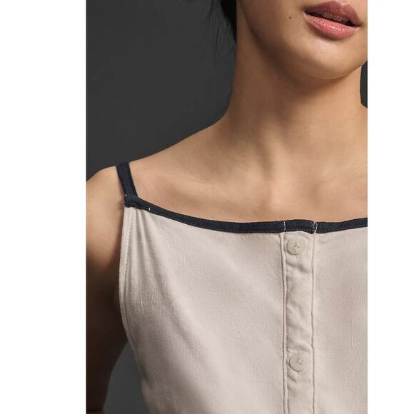 NWT Anthropologie The Colette Button Midi Dress $168 X-SMALL Ivory Patch Pockets - Picture 3 of 4